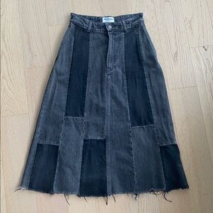 Balenciaga Recyclé Patchwork A-Line Midi Denim Skirt